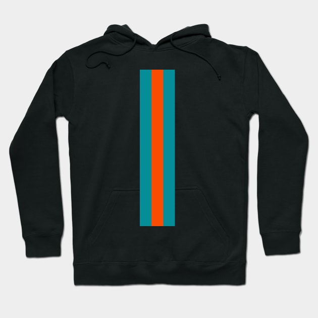 Retro American Football Stripes Miami Teal Orange Hoodie by Culture-Factory